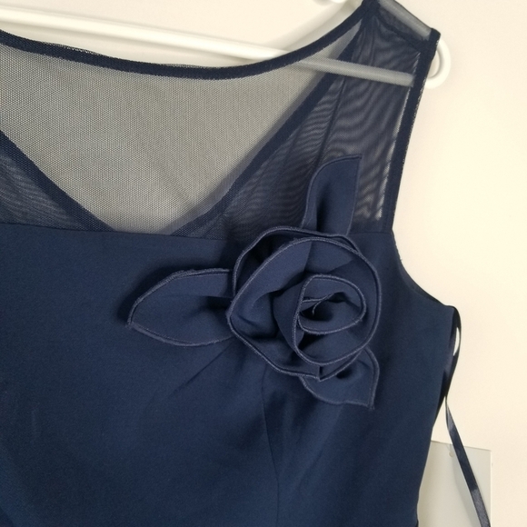 NWT Harper Rose Illusion Bateau Neck Laguna Crepe Dress Flower Detail Size 8P - Picture 12 of 16